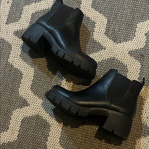 Soda Black Chunky Ankle Boots